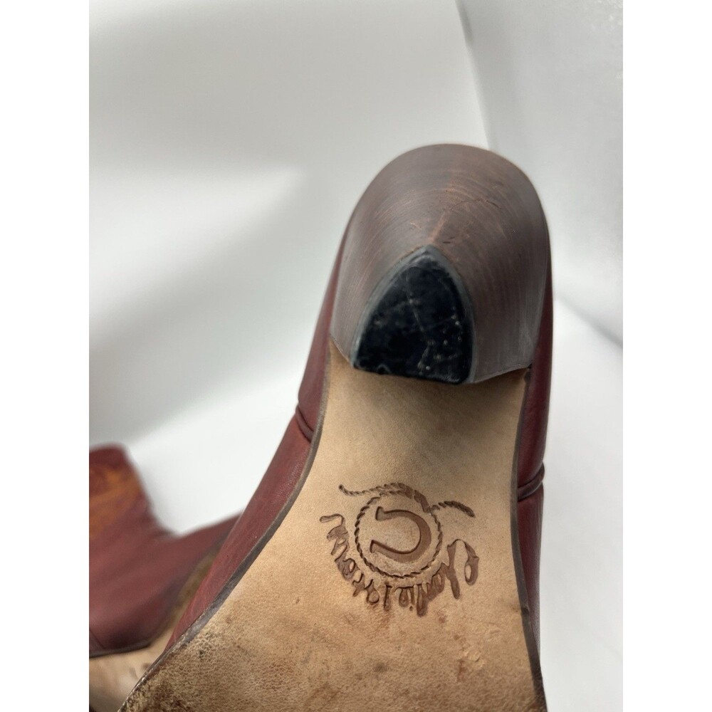 Charlie 1 Horse Lucchese Women's Red Brazilian Leather Western  Size 8  B - Picture 11 of 16